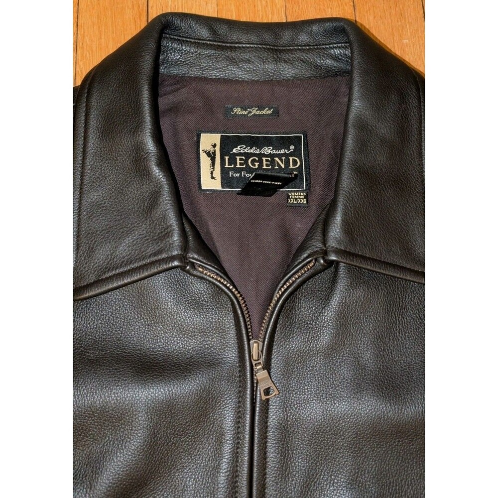Vintage Eddie Bauer Womens XXL 2XL Stine Black Leather Legend Classic Jacket EUC - Picture 2 of 7